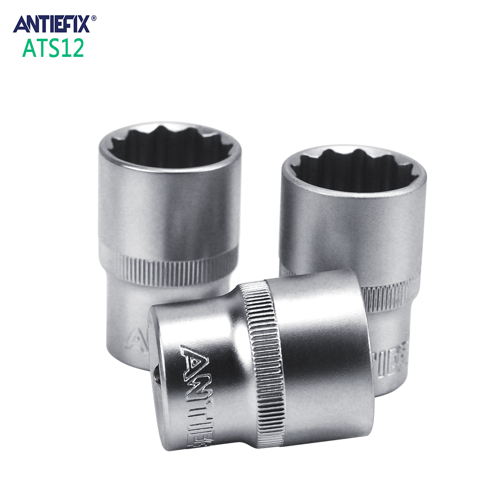 ANTIEFIX Carbon steel, Satin finishing 1/2” 12PT SOCKET high quality SOCKET