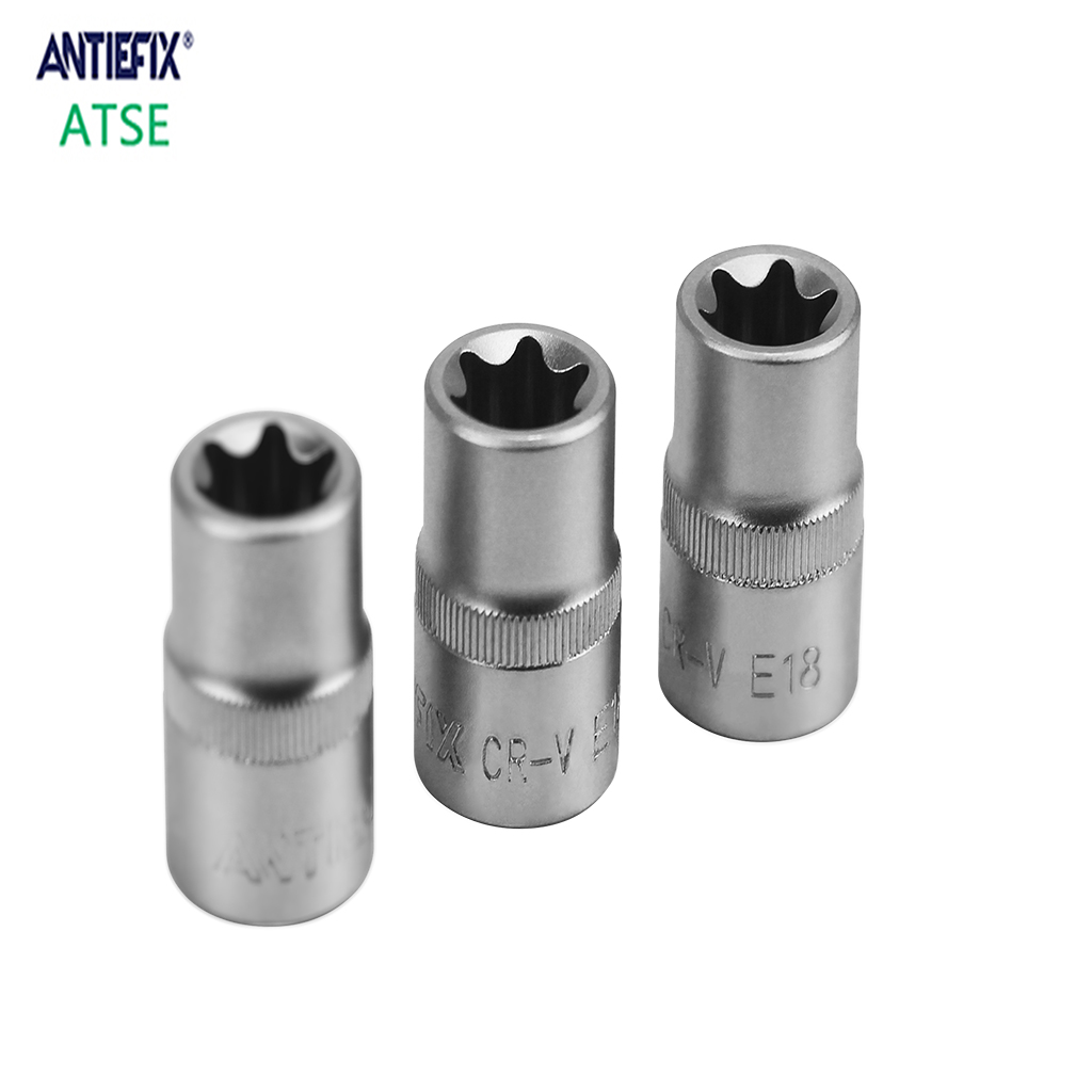 ANTIEFIX Carbon steel, Satin finishing 1/2” DR E TYPE SOCKET high quality SOCKET